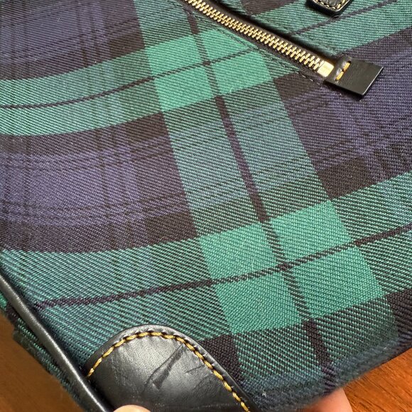 Dooney & Burke Tartan Charleston Navy & Green Plaid Tote Preppy Style - Picture 7 of 8